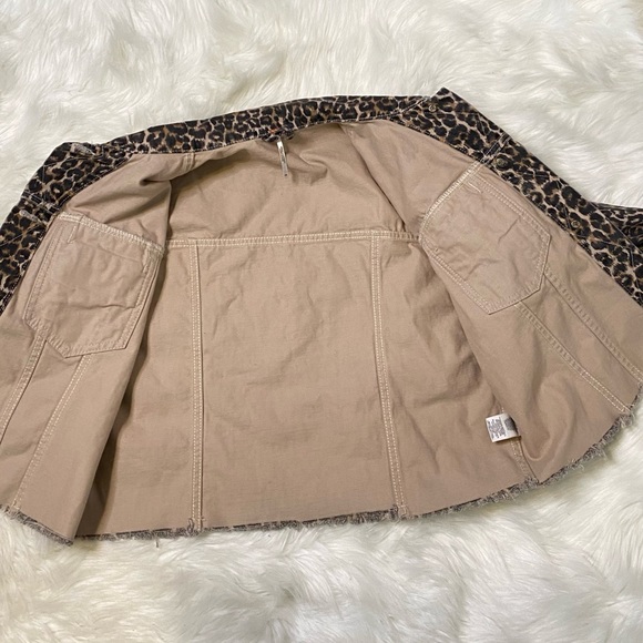 #283 Free People Cheetah Print Denim Jacket size XS - Picture 11 of 13